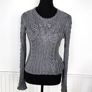 Chat Charmant size M Grey Glitter sweater